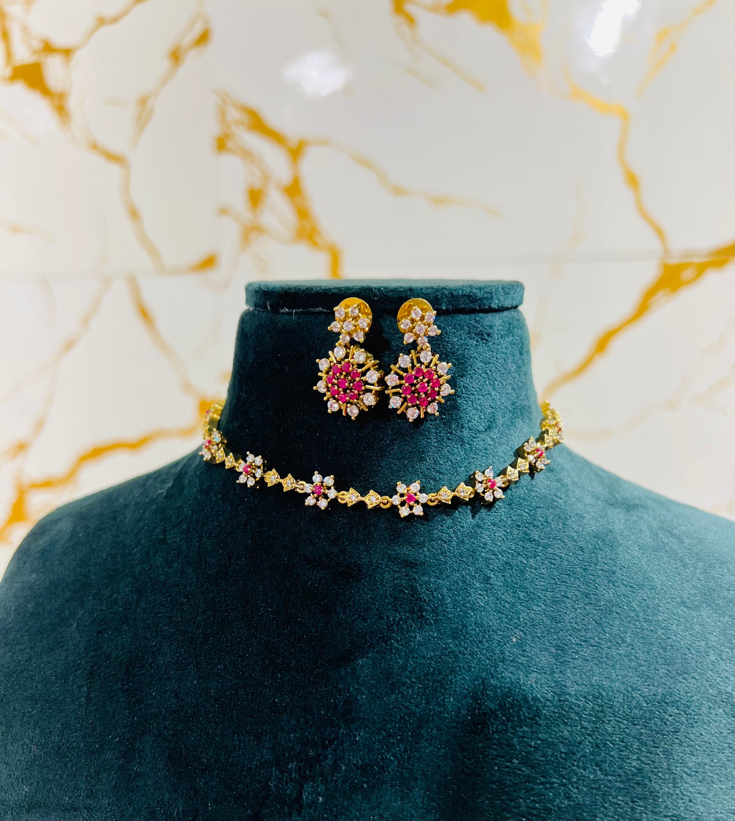 AD Floral Floating Neck Chain