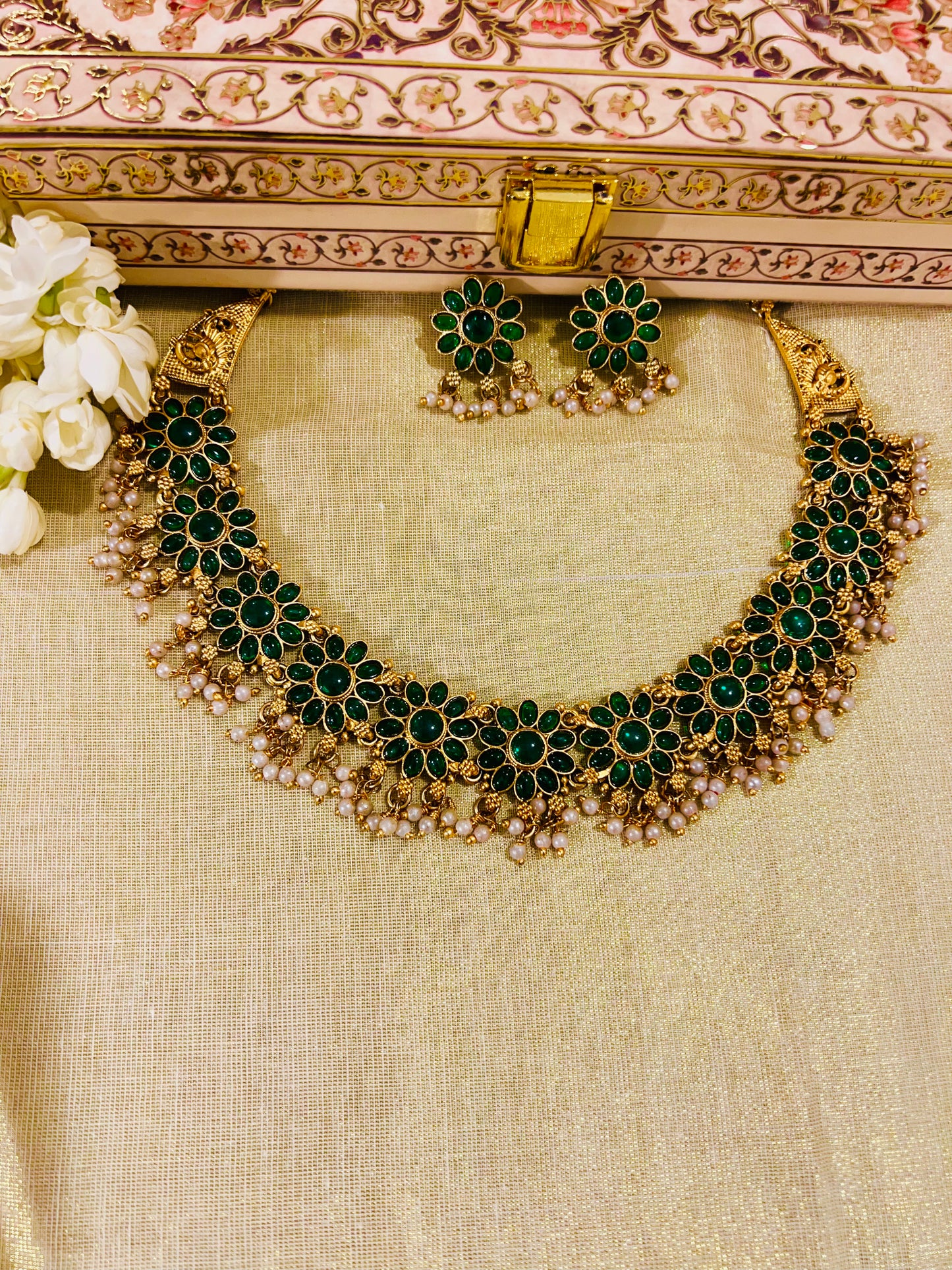 Mallika Kemp Stone Pearl Necklace