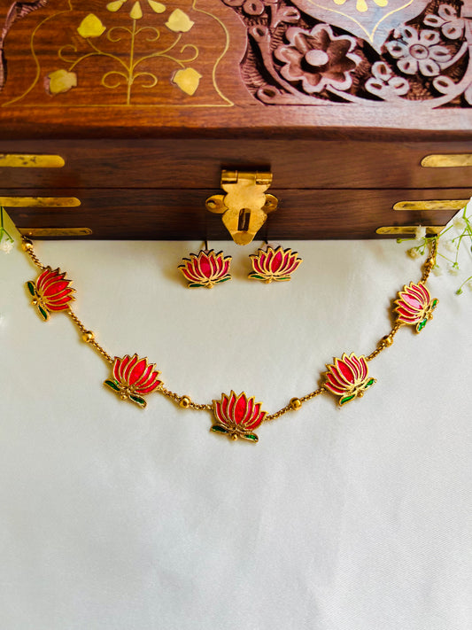 Manju Inspired Lotus Neck Chain