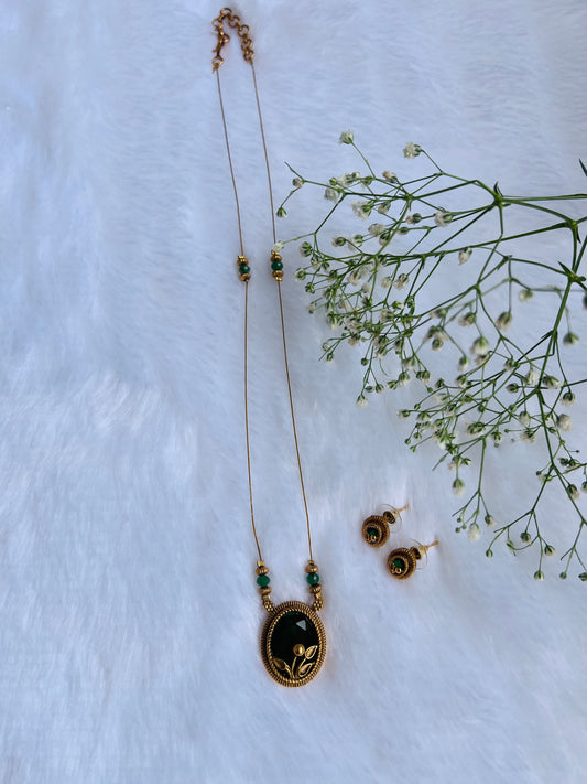 Oval Candy Stone Long Invisible Chain Set